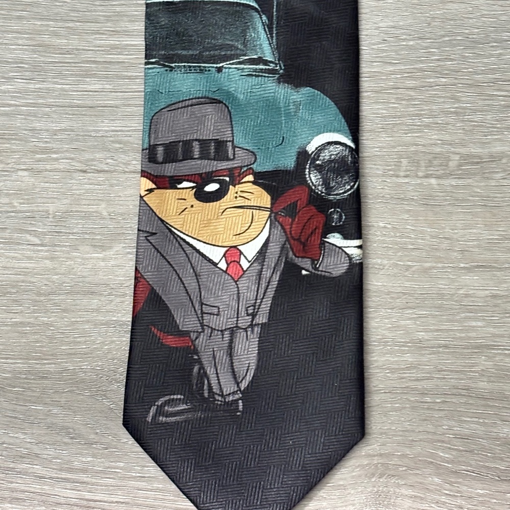 VINTAGE Looney Tunes Warner Bros Mob Gangster TAZ Tasmanian Devil Men’s Neck Tie